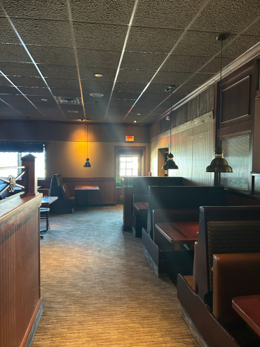 8 SECTION BOOTH PACKAGE WITH TABLES, END CAPS AND SERVING STATION WITH STONE TOP