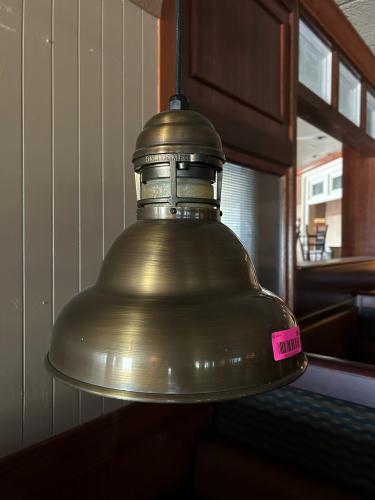 (3) BRASS COLORED FINISHED INDUSTRIAL PENDANT LIGHTS