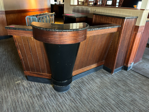 (1) LARGE SEMI CIRCLE HOST STAND WITH GRANITE TOP