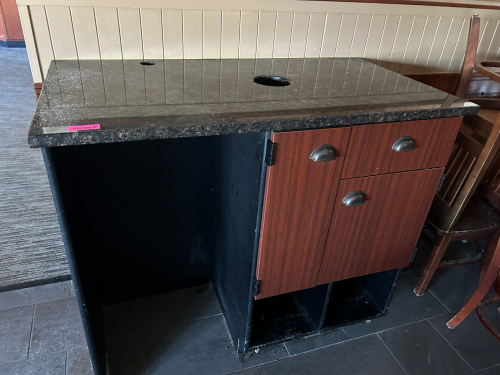 (1) SERVING STATION WITH CABINETS AND STONE TOP