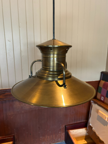 (2) BRASS COLORED FINISH PEDANT LIGHTS