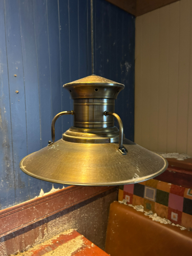 (2) BRASS COLORED FINISH PEDANT LIGHTS