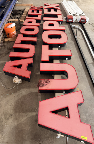 (2) AUTOPLEX BUILDING FRONT LIGHTED SIGNS.