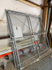(3) 8' GALVANIZED METAL GATE SECTIONS, SEVERAL POLES, AND (2) ROLLS OF CHAIN LINK FENCING.