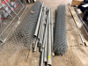 (3) 8' GALVANIZED METAL GATE SECTIONS, SEVERAL POLES, AND (2) ROLLS OF CHAIN LINK FENCING. - 2