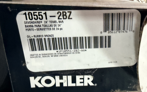 (2) KOHLER OIL RUBBED BRONZE TOWEL BARS.,