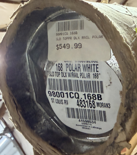 168" POLAR WHITE SLD TOP DLX W/ RAIL RV AWING. - NEW