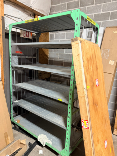 48" X 24" SIX TIER METAL PARTS SHELF.