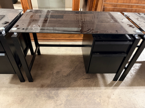 (3) 40" BLACK GLASS TOP WORK STATIONS
