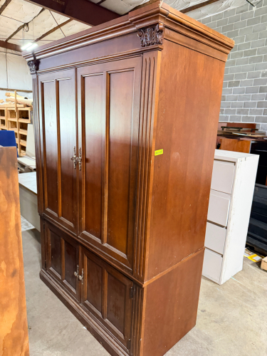 HARDWOOD TWO DOOR ARMOIRE
