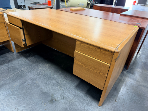 72" LAMINATE WOOD DESK W/ CREDENZA