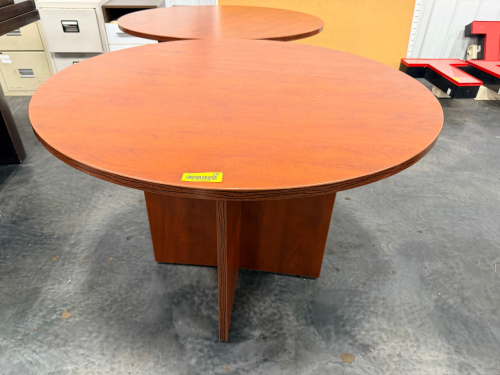 (2) 36" LAMINATE WOOD TABLES.