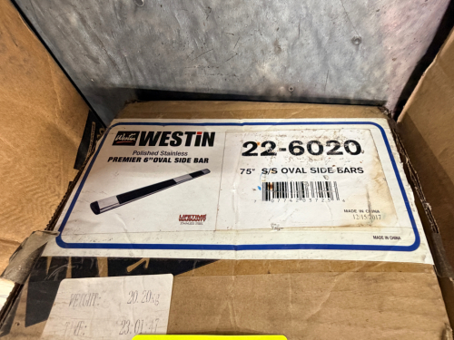23-6020 WESTIN POLISHED STAINLESS PREMIER 6" OVAL SIDE BAR, 75" S/S OVAL SIDE BARS.