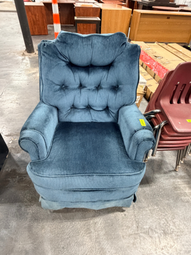 BLUE UPHOLSTERED ARM CHAIR