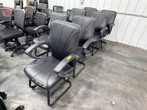 (7) BLACK OFFICE ARM CHAIRS,.