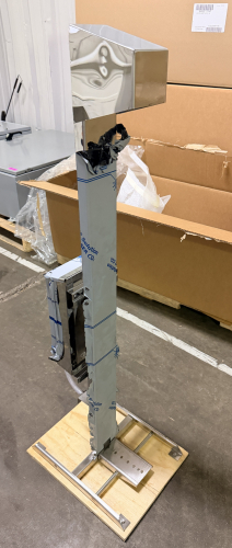 ECOCARE PERSONNEL HYGIENE SYSTEMS ECOCARE NTFS HANDS-FREE SANITIZING STATION. STAINLESS STEEL FLOOR-MOUNT UNIT WITH INTEGRATED DISPENSING SYSTEM AND FOOT PEDAL ACTUATION.