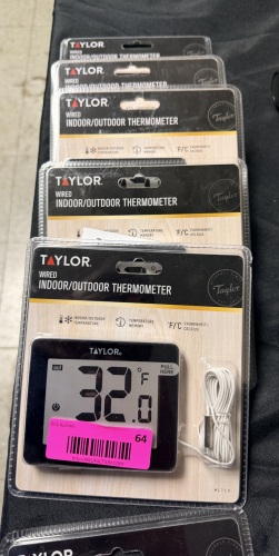 (5) TAYLOR WIRED INDOOR / OUTDOOR THERMOMETERS