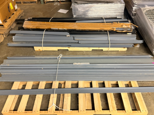 (4) PALLETS OF LIGHT DUTY RACKING COMPONENTS. INCLUDING UPRIGHTS, CROSS BEAMS, AND SIDE BRACES.