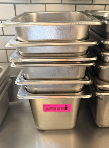 (6) 1/6TH SIZE STAINLESS INSERTS