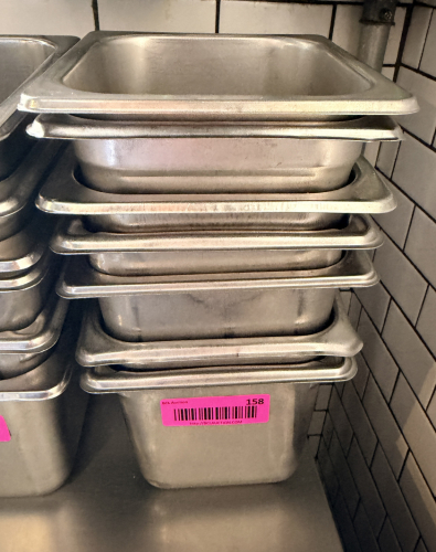 (6) 1/6TH SIZE STAINLESS INSERTS