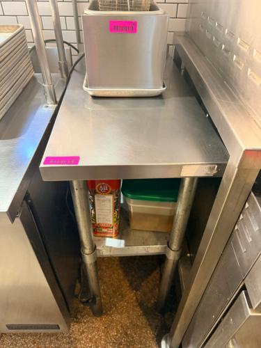 15" X 30" STAINLESS TABLE W/ 1" BACK SPLASH