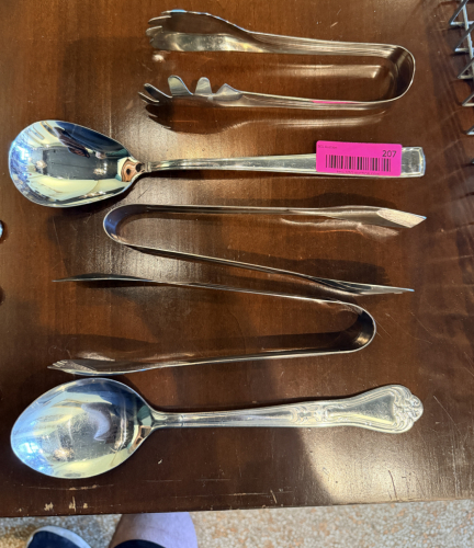 (5) ASSORTED STAINLESS CHAFFER UTENSILS.