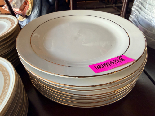 (8) 10" CHINA PLATES W/ GOLD TRIM