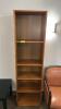 (1) GOLDEN BROWN 5 SHELF BOOK SHELF