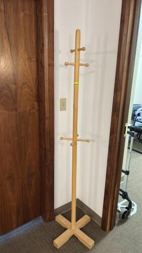 (1) WOODEN COAT RACK