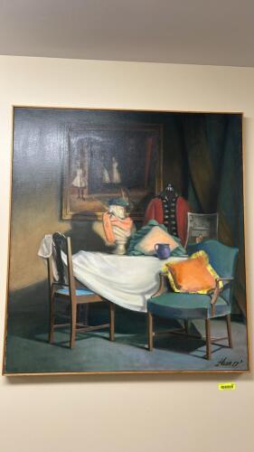 (1) LARGE FRAMED PAINTING