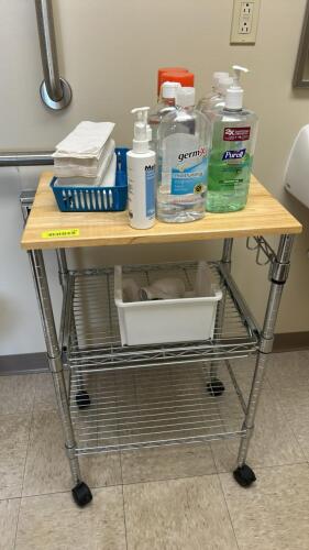 (1) 3 TIER ROLLING CART WITH SUPPLIES