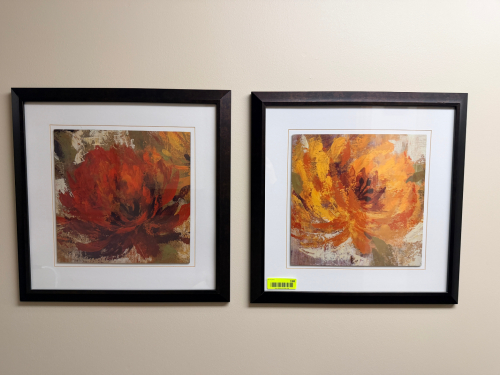 (2) FRAMED FLORAL PRINTS.