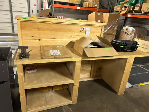 (1) WOODEN WORK BENCH WITH BENCH VISE