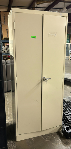 (1) METAL STORAGE CABINET WITH LOCK AND KEY