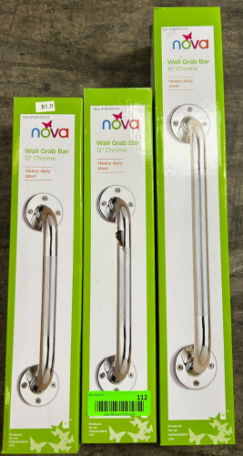 (3) ASSORTED NOVA WALL GRAB BARS IN CHROME