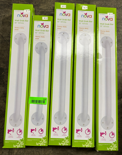 (5) ASSORTED NOVA WALL GRAB BARS IN WHITE