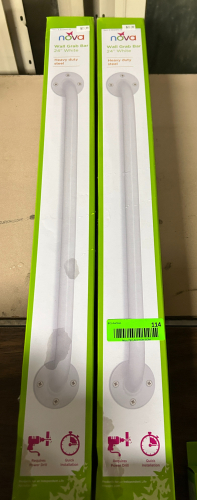 (2) 24 INCH NOVA WALL GRAB BARS IN WHITE