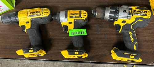 (3) ASSORTED DEWALT DRILLS