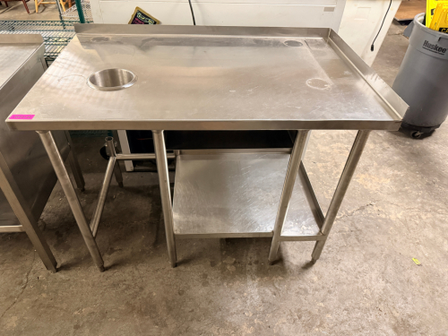 48" X 30" ALL STAINLESS TABLE W/ 1" SIDE AND BACK SPLASH.