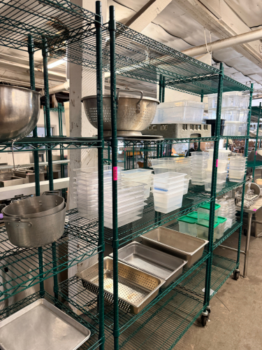 48" X 24" FOUR TIER POLY COATED SHELF ( ON CASTERS )