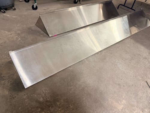 JOHN BOOS 90" STAINLESS WALL SHELF W/ BRACKETS.