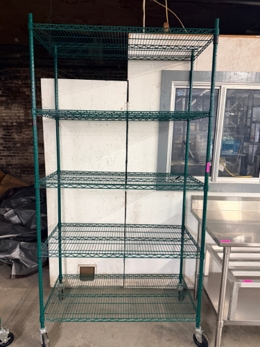 48" X 24" FIVE TIER POLY COATED SHELF ( ON CASTERS )