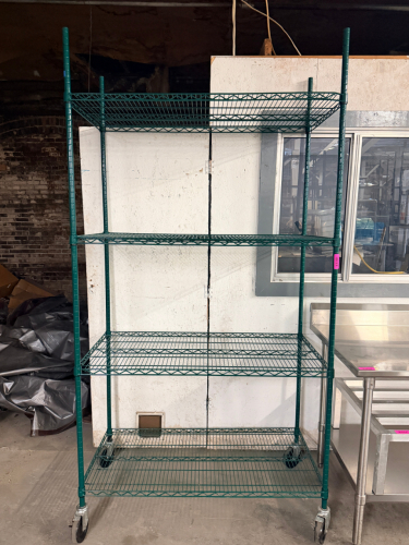 48" X 24" FOUR TIER POLY COATED SHELF ( ON CASTERS )