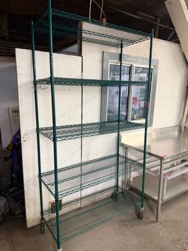 48" X 20" FIVE TIER POLY COATED SHELF ( ON CASTERS )