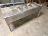 72" FOUR WELL STAINLESS UNDER BAR SINK W/ DOUBLE FAUCET. - 2