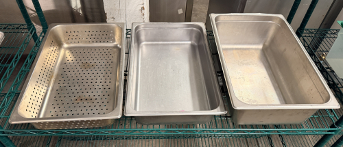(3) ASSORTED FULL SIZE STAINLESS INSERTS.