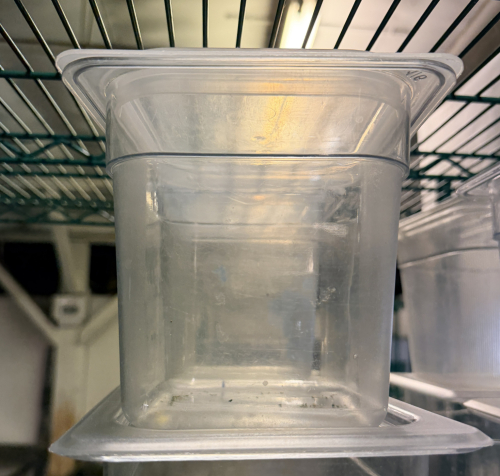 (6) 1/6 SIZE PLASTIC INSERTS W/ LIDS