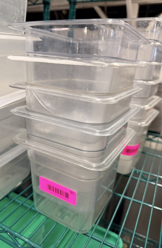 (5) 1/6 SIZE PLASTIC INSERTS - NO LIDS