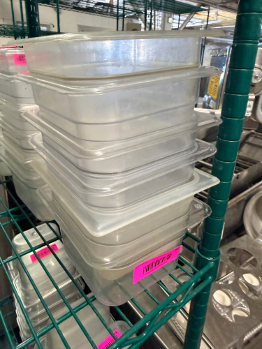 (6) 1/6 SIZE PLASTIC INSERTS - NO LIDS