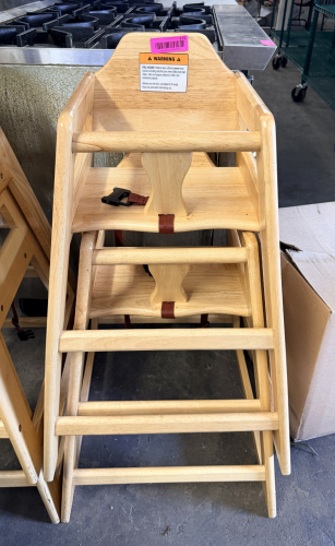 (2) WOODEN HIGH CHAIRS.